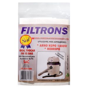 Filtro de Aspirador de Pó Arno H2PO 1400W e Hidropó Filtrons 3 unidades