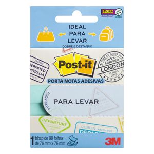 Bloco de Notas Adesivas Post it Azul para Levar 90 folhas