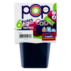 Conjunto de Pote Pop Quadrado Plasútil 170ml 6 peças