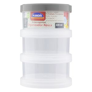 Conjunto de Pote Organizador Médio Plasútil 200ml 3 peças