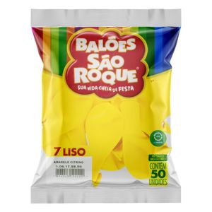 Balão Liso Amarelo Citrino São Roque n.° 7 50 unidades