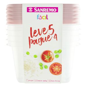 Conjunto de Pote Retangular Sanremo 580ml Leve 5 Pague 4