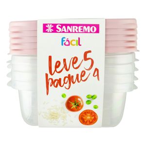 Conjunto de Pote Quadrado Sanremo 530ml Leve 5 Pague 4