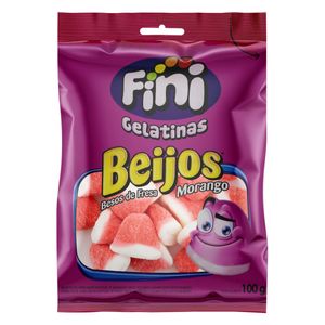 Bala de Gelatina Beijos Fini Morango 100g