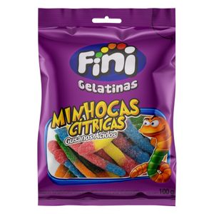 Bala de Gelatina Minhocas Fini Cítricas 100g