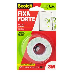 Fita Dupla Face de Espuma 3M Scotch Fixa Forte 24mm x 1,5m