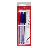 Conjunto de Caneta Esferográfica Faber Castell 1,0mm com 3 Cores