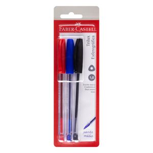 Conjunto de Caneta Esferográfica Faber Castell 1,0mm com 3 Cores