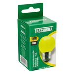 Lampada-Incandescente-Bolinha-Amarela-Taschibra-15W-220VEmbalagemAngularEsquerda2