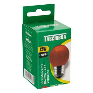 Lâmpada Incandescente Bolinha Vermelha Taschibra 15W