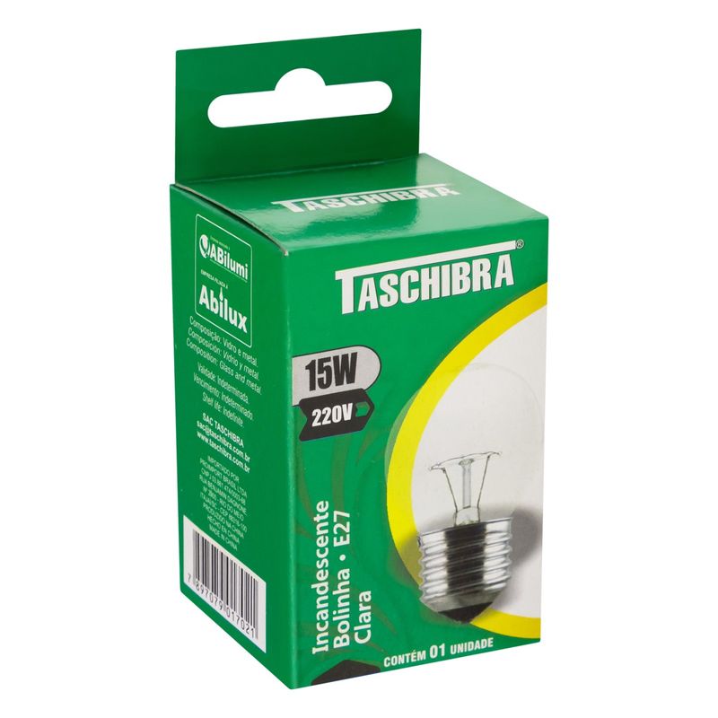 Lampada-Incandescente-Bolinha-Clara-Taschibra-15W-220VEmbalagemAngularEsquerda2