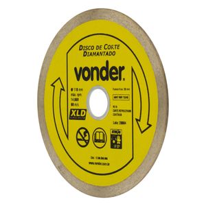 Disco de Corte Diamantado para Porcelana Vonder 110mm