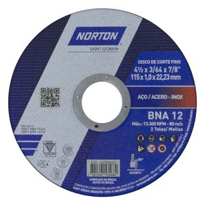 Disco de Corte Norton 115mm x 1mm