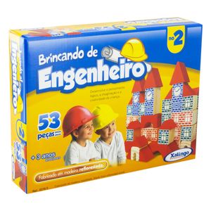 Jogo Brincando de Engenheiro Xalingo 53 peças