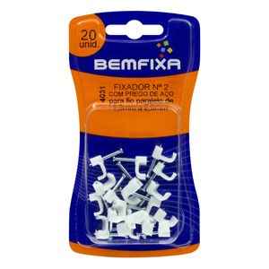 Fixa Fio Branco com Prego de Aço Bemfixa n.° 2 20 Unidades