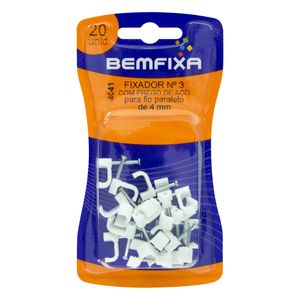 Fixa Fio Branco com Prego de Aço Bemfixa n.° 3 20 Unidades