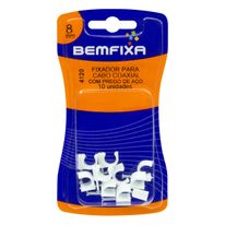 Fixa Fio Branco com Prego de Aço Bemfixa 8mm 10 Unidades
