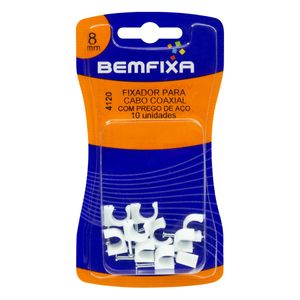 Fixa Fio Branco com Prego de Aço Bemfixa 8mm 10 Unidades