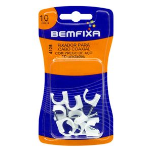 Fixa Fio Branco com Prego de Aço Bemfixa 10mm 10 Unidades