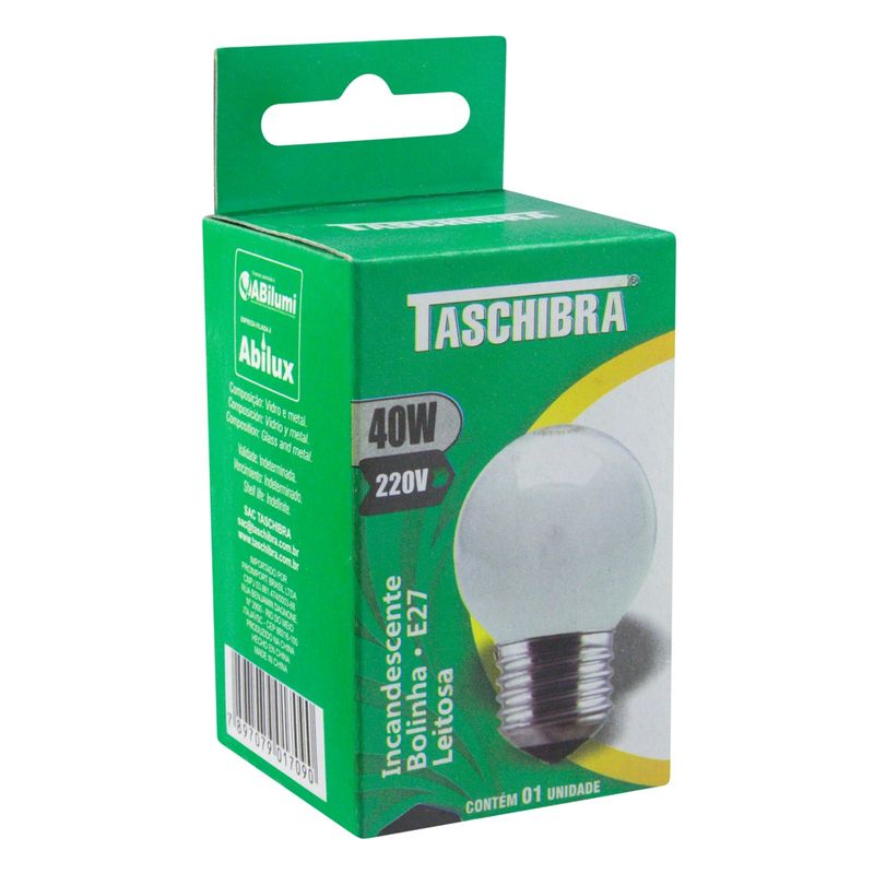 Lampada-Incandescente-Bolinha-Leitosa-Taschibra-40W-220VEmbalagemAngularEsquerda2