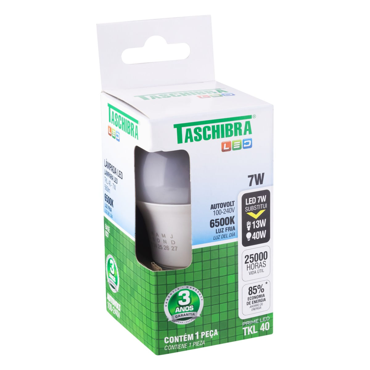 LâmpadaLedTKL40Taschibra6500K7WAngularEsquerda2