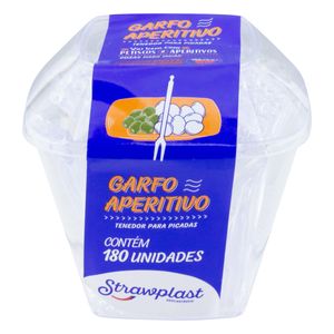 Garfo Descartável Cristal Strawplast 180 unidades