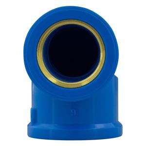 Joelho Soldável Azul com Bucha de Latão 90° Durín 25mm x 1/2"