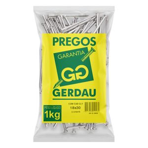 Prego Galvanizado com Cabeça Gerdau 18 x 30 1kg