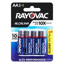 Pilha Alcalina AA Rayovac 1,5V 4 unidades