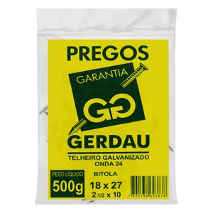 Prego Telheiro Galvanizado Gerdau 18 x 27 500g