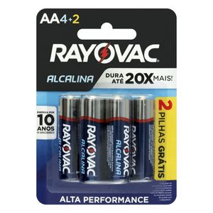 Pilha Alcalina AA Rayovac 1,5V 6 unidades