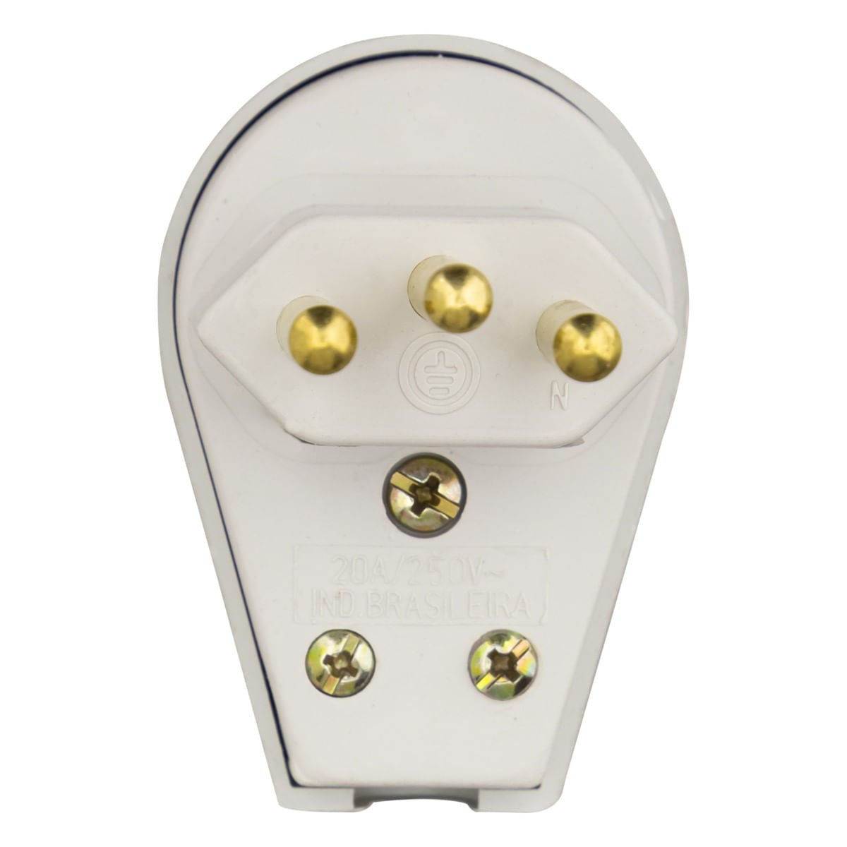 PlugueMachoTriangularTramontina2pinos+Terra20AFrontal2