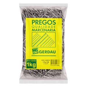 Prego Polido sem Cabeça Gerdau 13 x 18 1kg