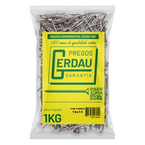 Prego Polido com Cabeça Gerdau 12 x 15 1kg