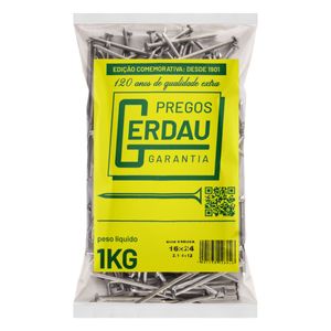 Prego Polido com Cabeça Gerdau 16 x 24 1kg