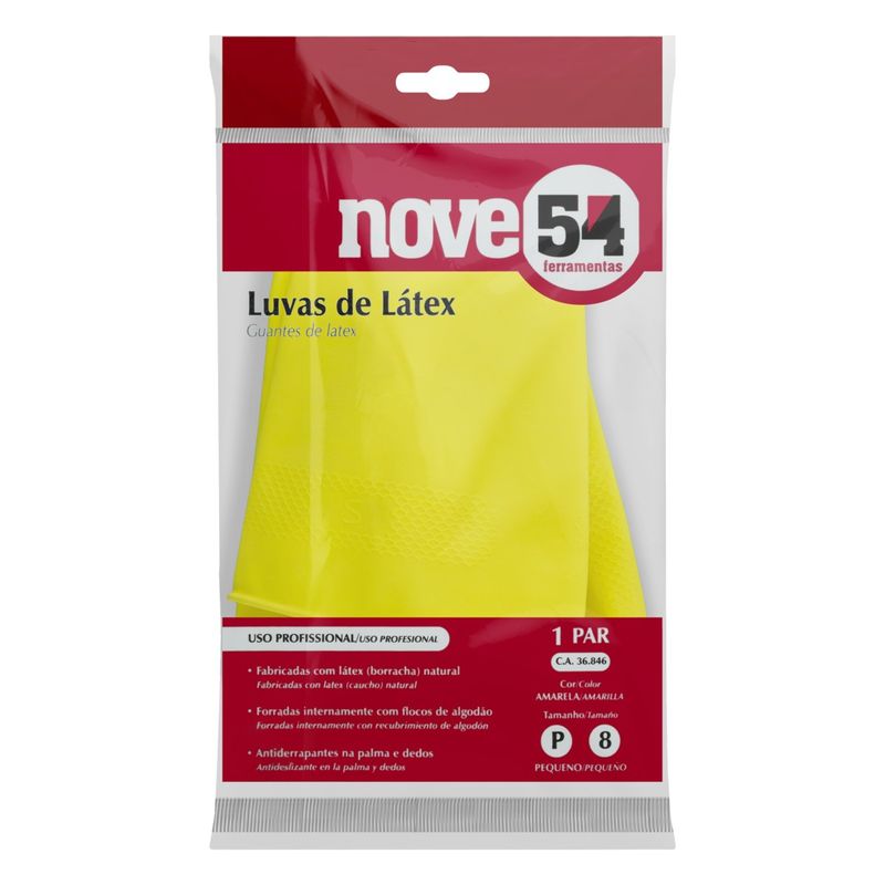 Luva-de-Latex-Amarela-Nove54-PequenaFrontal1