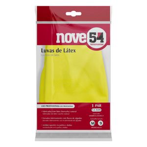 Luva de Látex Amarela Nove54 Média