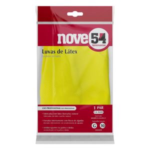 Luva de Látex Amarela Nove54 Grande