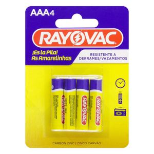 Pilha Comum AAA Rayovac As Amarelinhas 1,5V 4 Unidades