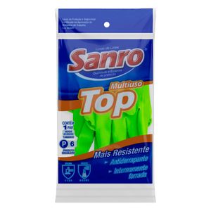 Luva Multiuso Verde Sanro Látex Top P