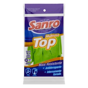 Luva Multiuso Verde Sanro Látex Top M