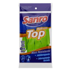 Luva Multiuso Verde Sanro Látex Top G