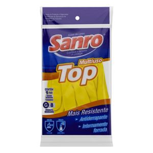 Luva Multiuso Amarela Sanro Látex Top P