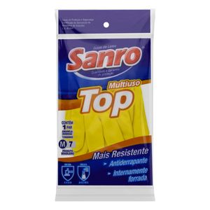 Luva Multiuso Amarela Sanro Látex Top M