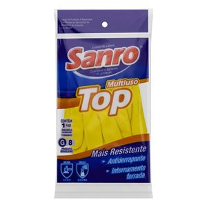 Luva Multiuso Amarela Sanro Látex Top G