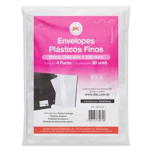 Envelope Plástico Fino 4 Furos Dac 50 unidades