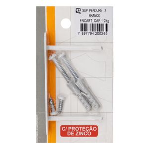 Suporte Branco Pendure RZFIX 2 Ganchos