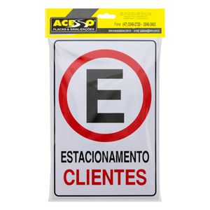 Placa de Sinalização Estacionamento para Clientes Acesso 20cm x 30xm