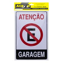 Placa de Sinalização Garagem Acesso 20cm x 30xm