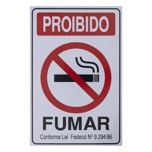 Placa de Sinalização Proibido Fumar Acesso 20cm x 30xm